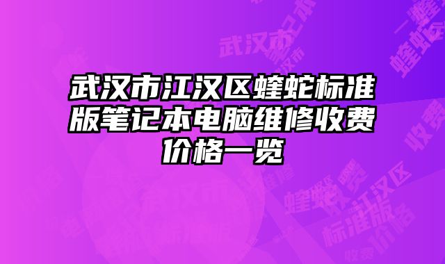 武汉市江汉区蝰蛇标准版笔记本电脑维修收费价格一览