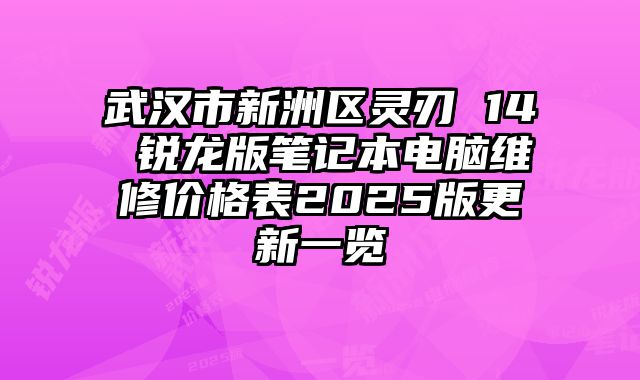 武汉市新洲区灵刃 14 锐龙版笔记本电脑维修价格表2025版更新一览