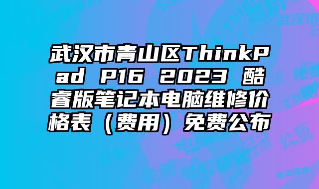 武汉市青山区ThinkPad P16 2023 酷睿版笔记本电脑维修价格表（费用）免费公布