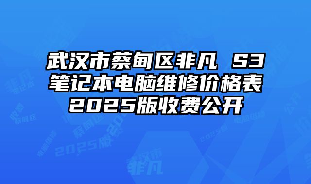 武汉市蔡甸区非凡 S3笔记本电脑维修价格表2025版收费公开