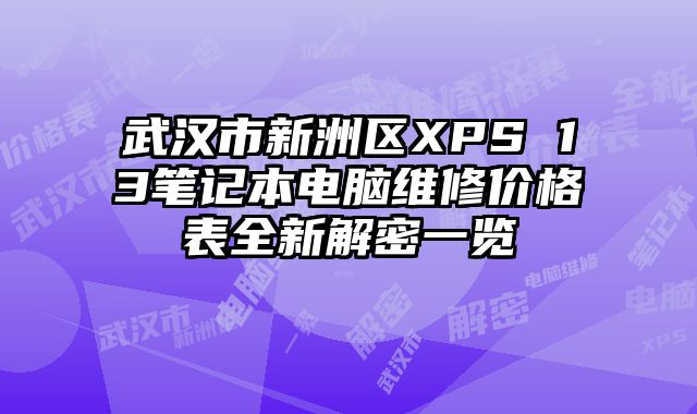 武汉市新洲区XPS 13笔记本电脑维修价格表全新解密一览