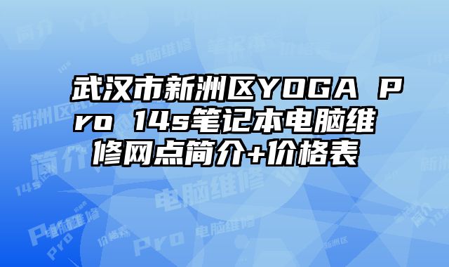 武汉市新洲区YOGA Pro 14s笔记本电脑维修网点简介+价格表