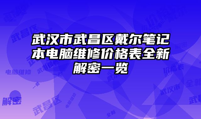 武汉市武昌区戴尔笔记本电脑维修价格表全新解密一览