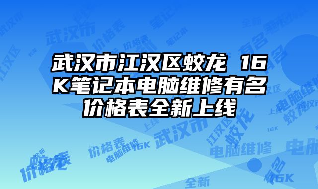 武汉市江汉区蛟龙 16K笔记本电脑维修有名价格表全新上线