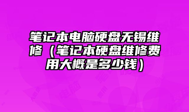 笔记本电脑硬盘无锡维修（笔记本硬盘维修费用大概是多少钱）