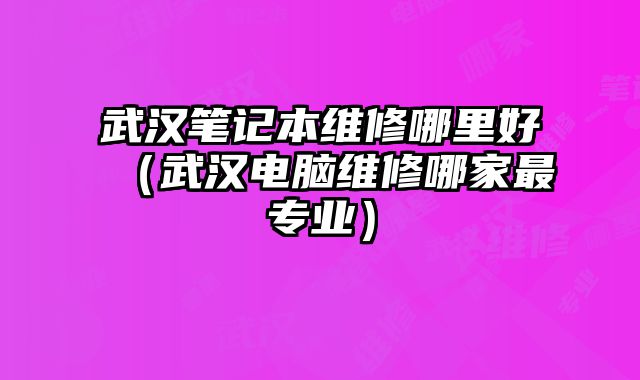 武汉笔记本维修哪里好（武汉电脑维修哪家最专业）